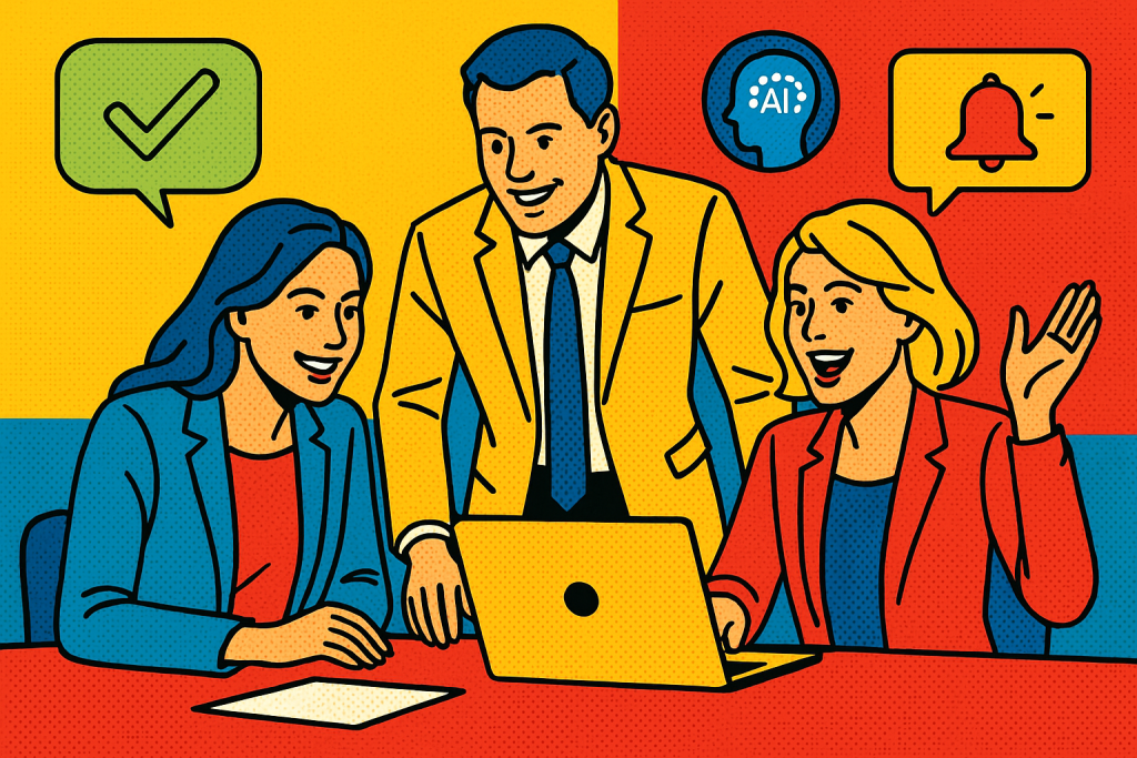 Illustration of Team collaboration in a Minimal studio setting, with a optimism mood.