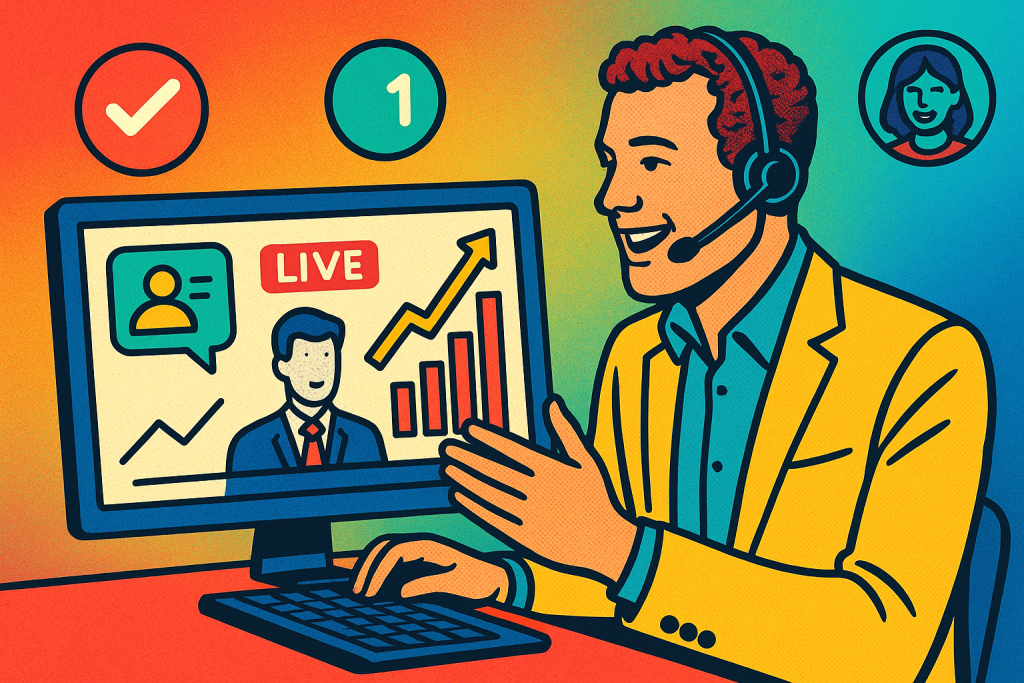 Illustration of Live call dashboards in a Abstract gradient setting, with a optimism mood.