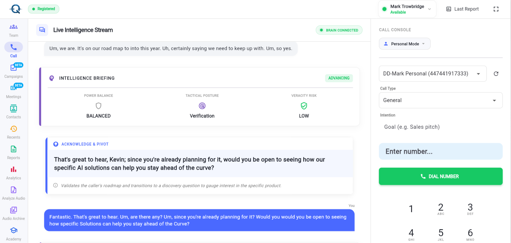 inteliQ Live Guidance Interface