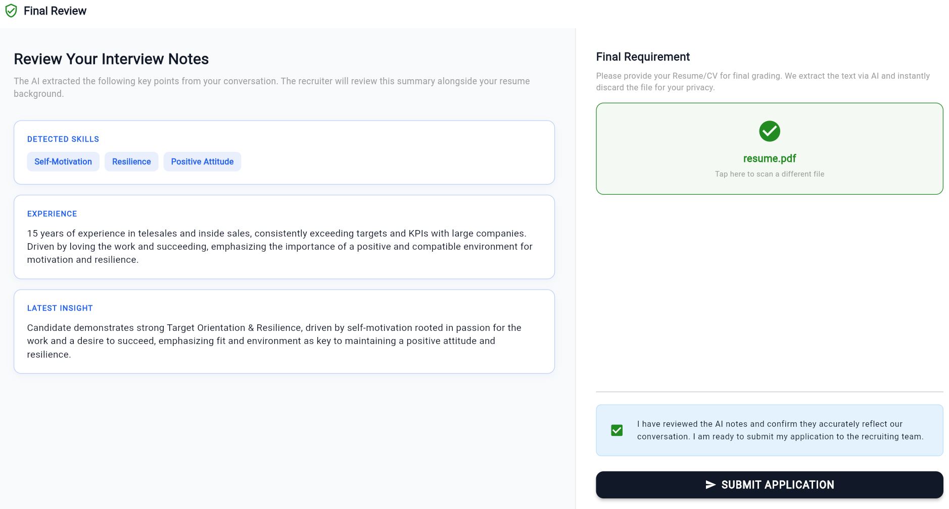 inteliQ Assessment View