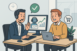 Illustration of Modern workspaces in a minimalist corporate setting setting, with a trust mood.